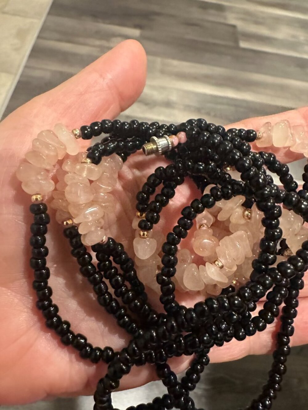 Multi-Strand Rose Quartz Beaded Necklace — Soft Pink Women’s Jewelry